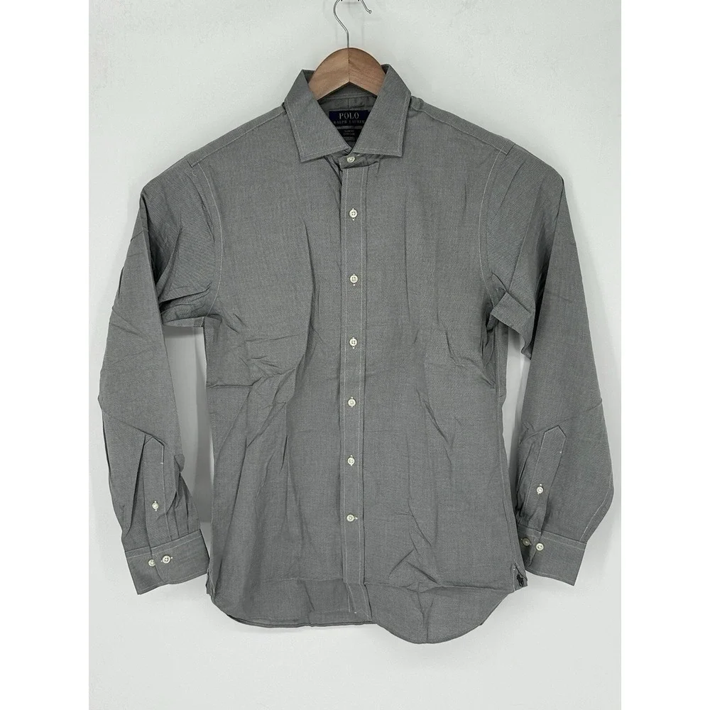 NWT Polo Ralph Lauren Gray Men's Slim Fit Easy Care Sz 17.5 34/35 Shirt X1
